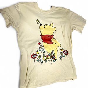 Y2K Disney Winnie the Pooh Embroidered Floral Tee Small